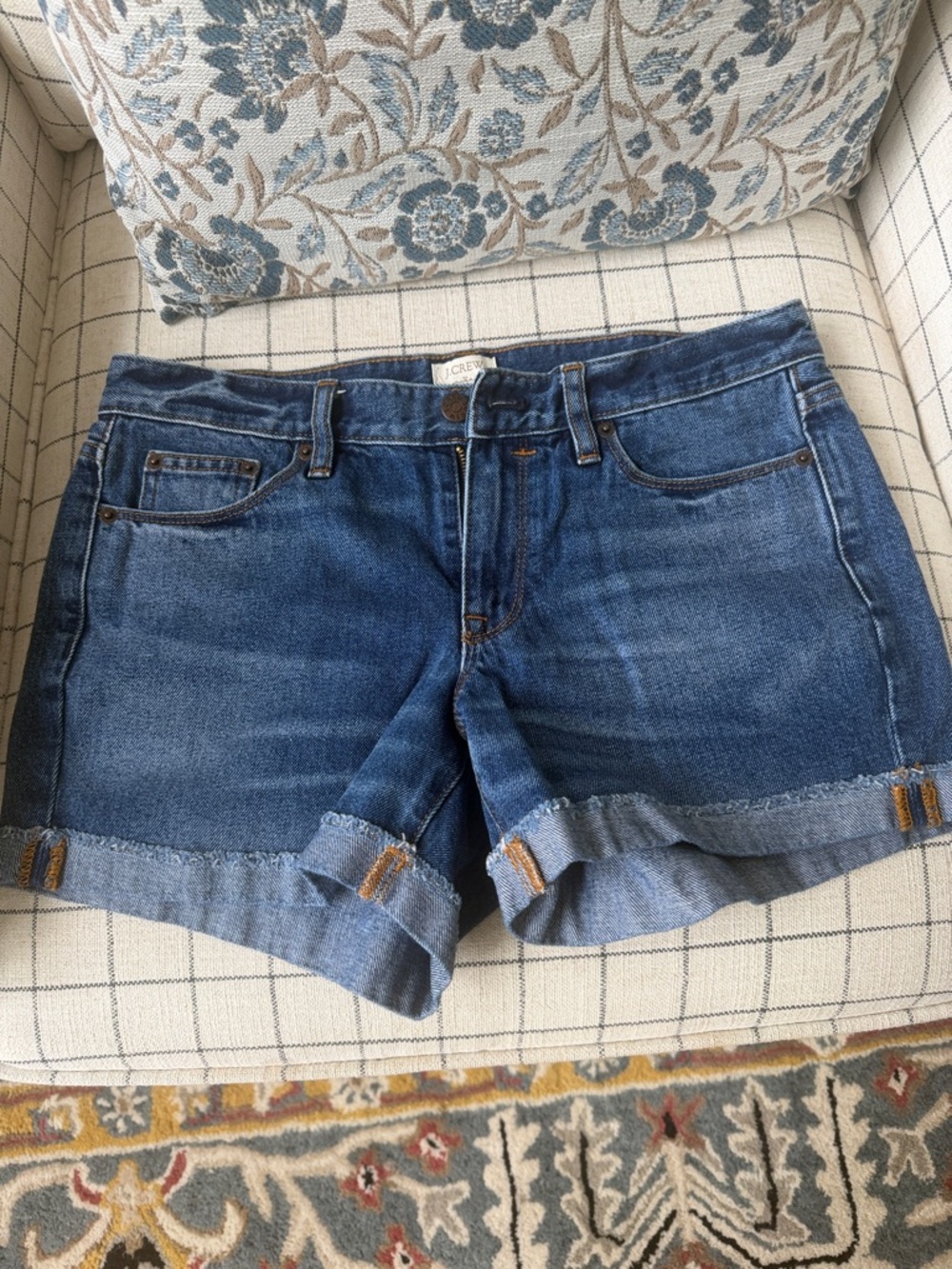 J. Crew Blue Denim Roll-Cuff Jean Shorts
